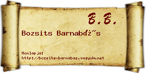 Bozsits Barnabás névjegykártya